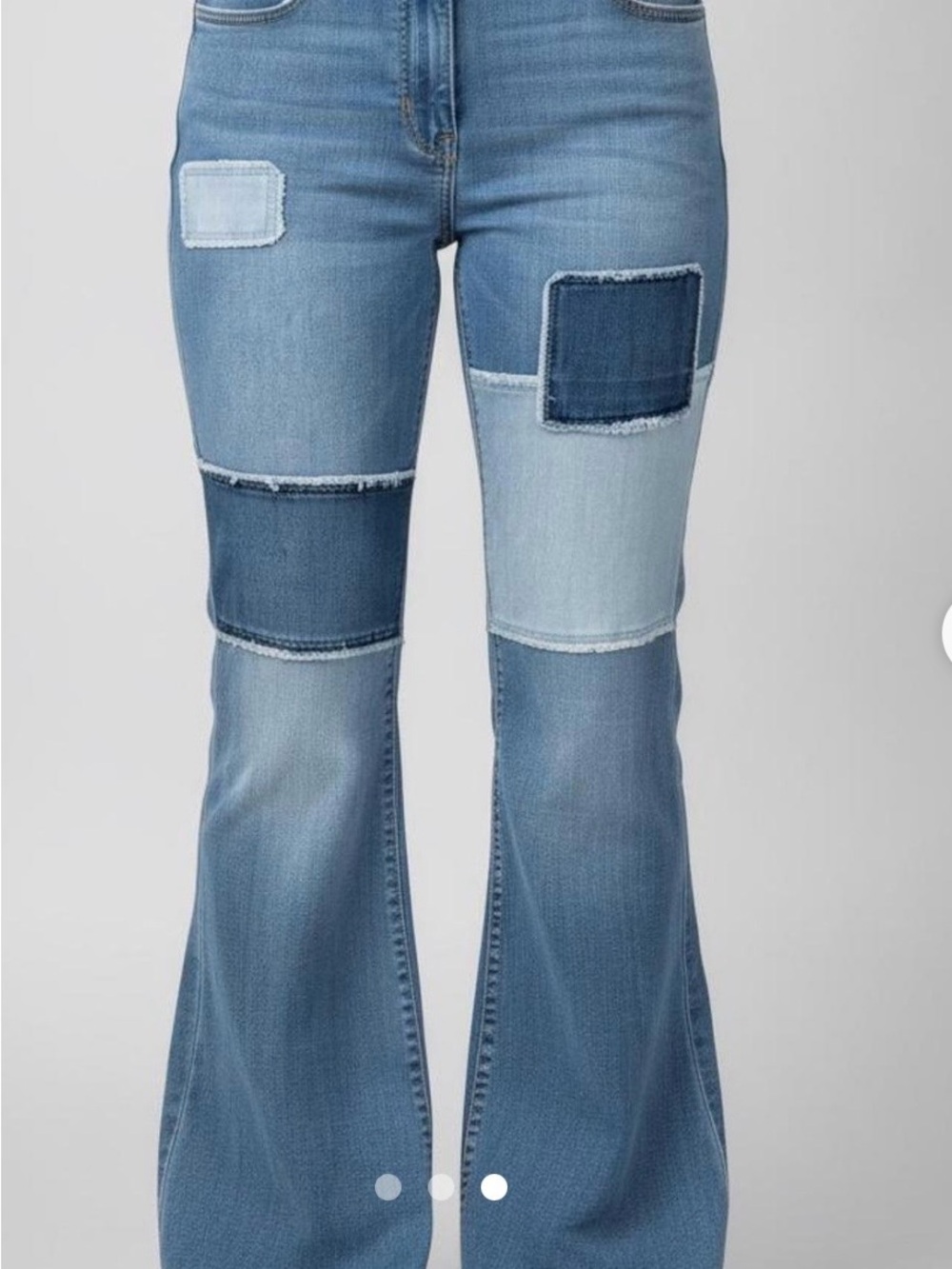 Hollister Patchwork Flare Jeans in Mixed Blue Denim